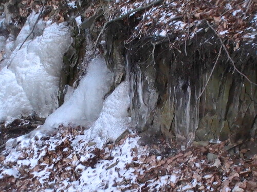 Manche Rinnsale bzw. Bächlein am Hirschberg können bei starkem Frost vereisen.

Aufnameort: Eiershausen Hirschbergwald
Kamera: Medion digitaler Full-HD-Camcorder mit Touchscreen