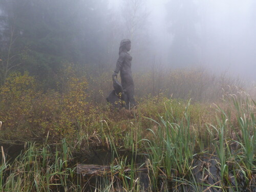 Bei einer meiner Wanderungen, die am Hohen Meißner auf
dem Premiumweg 21 ging. Tauchte plötzlich Frau Holle aus
dem Nebel auf. Sie steht dort am sogenannten Frau Holle
Teich, aus dem die kleinen Kinder kommen.

Aufnameort: Hoher Meißner
Kamera: Lumix FZ 48